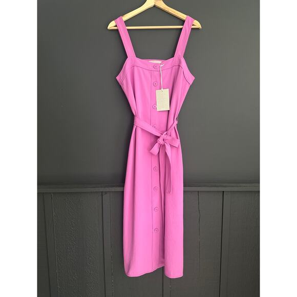 Everlane The Japanese Goweave Picnic Midi Dress Purple Fuchsia NEW Size 8 - Picture 4 of 14